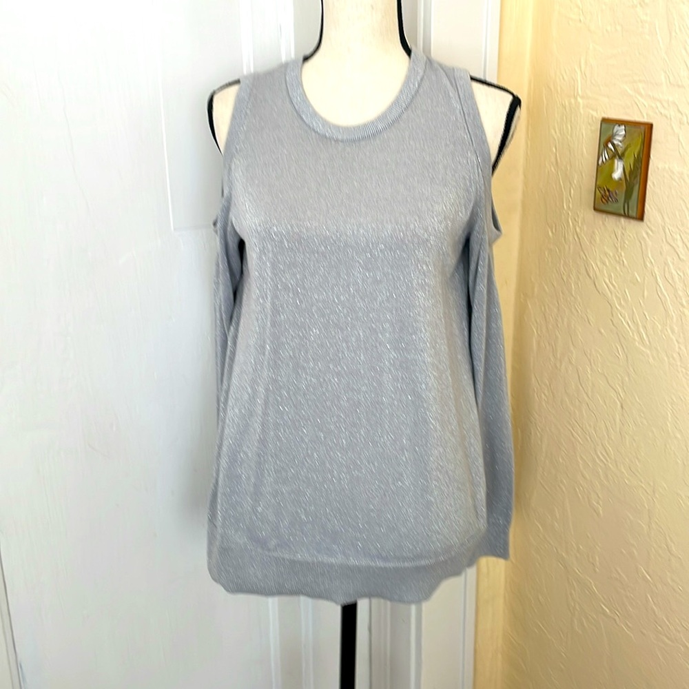 Michael Kors Silver Cold-Shoulder Sweater